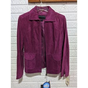 Bernardo Women's Fuchsia Suede Full-Zip Jacket Size S NWT